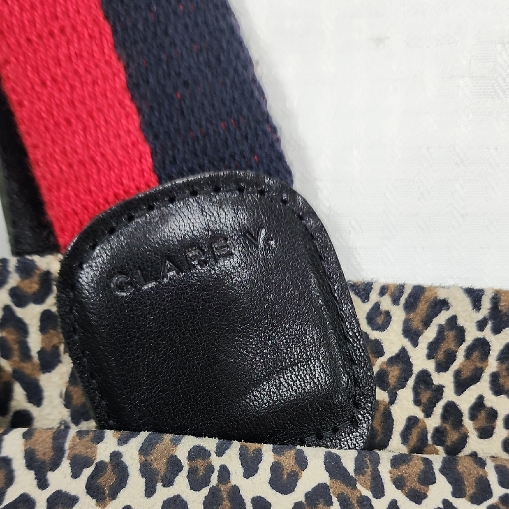 Clare V Leopard Print Tote with Red and Black Straps - Picture 3 of 7